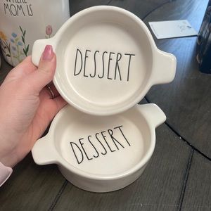 Set of small dessert dishes.